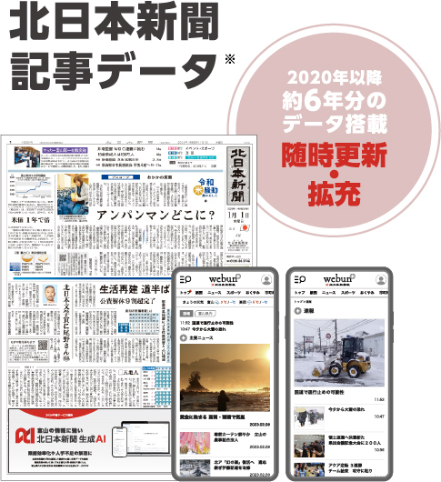北日本新聞記事データ※　2020年以降約6年分の随時更新・拡充